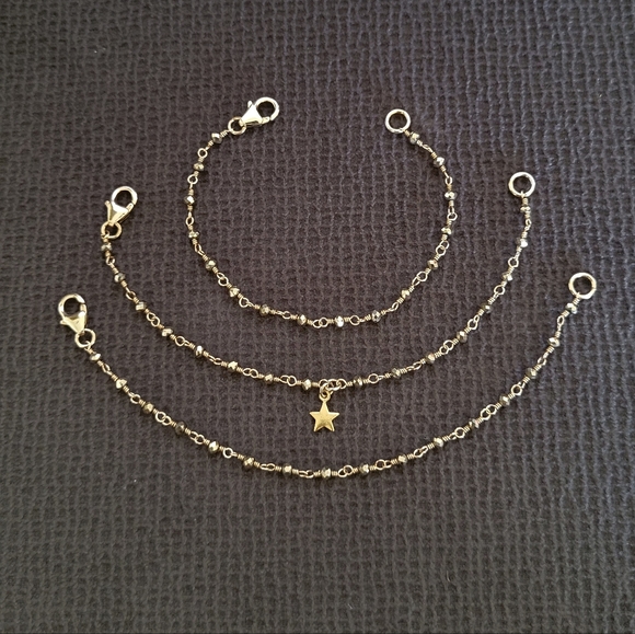 ✨️HP✨️ Dainty Gold💛 Pyrite Bracelet Trio3️⃣ - NWOT - Picture 9 of 12